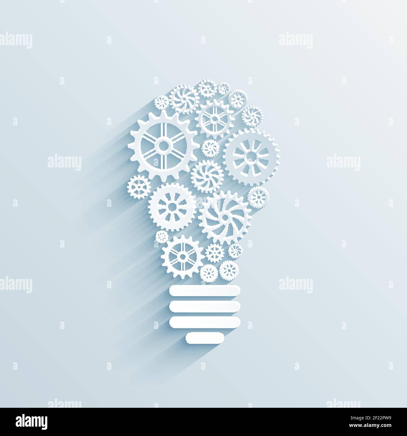 vector paper light bulb with gears and cogs, business interaction concept Stock Vector Image