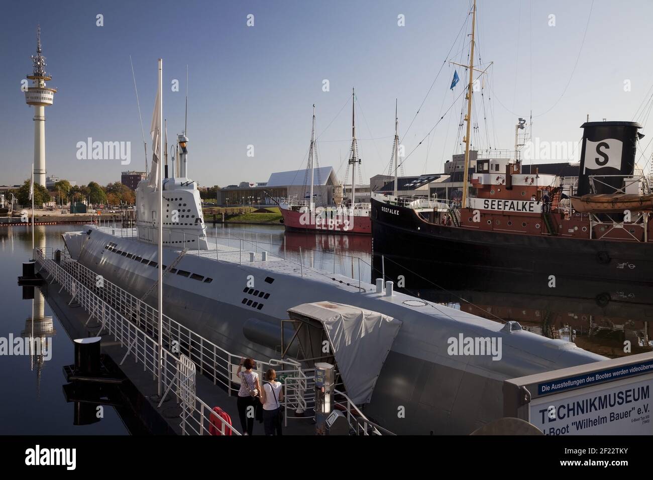 Museum harbor with the Wilhelm Bauer submarine, German Maritime Museum,  Bremerhaven, Germany, Europe Stock Photo - Alamy