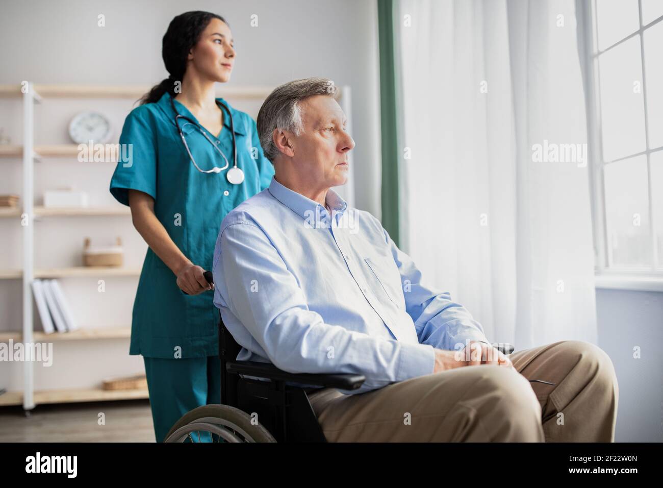 Old man wheelchair sad hi-res stock photography and images - Alamy