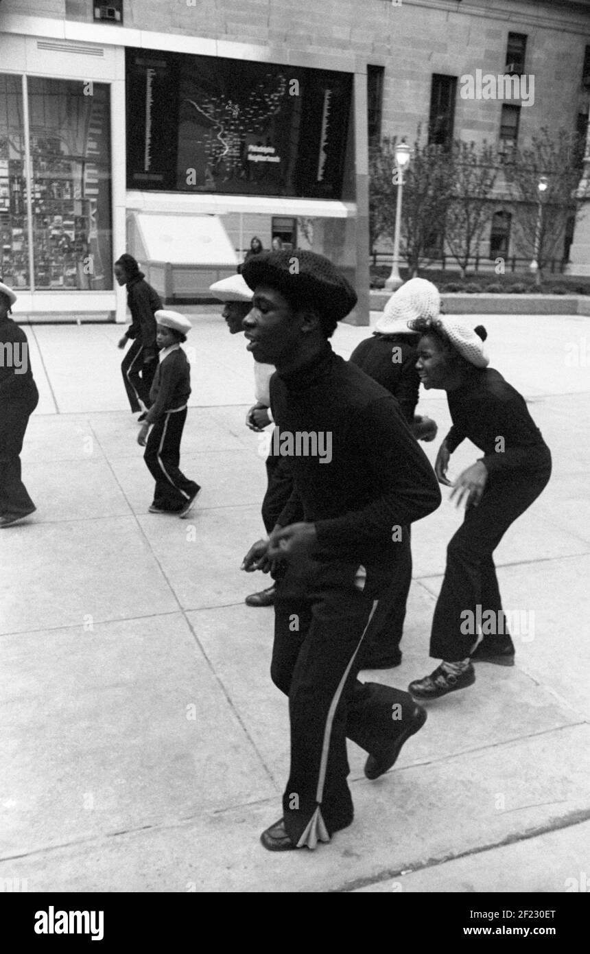 Street performance, Street concert, Philadelphia PA.,USA, 1976 Stock Photo