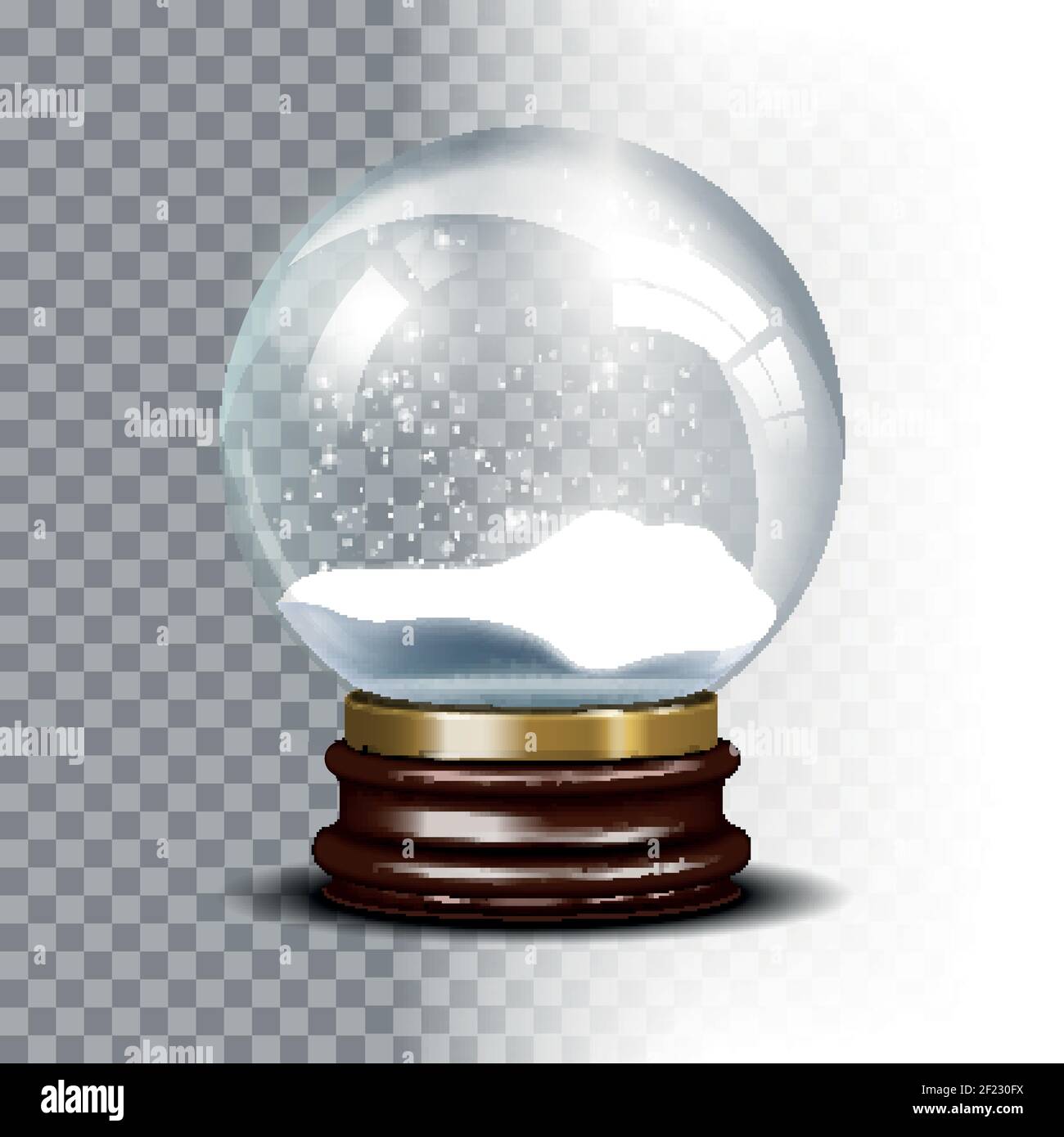 Christmas snow globe on checkered background. Magic ball with snowflake ...