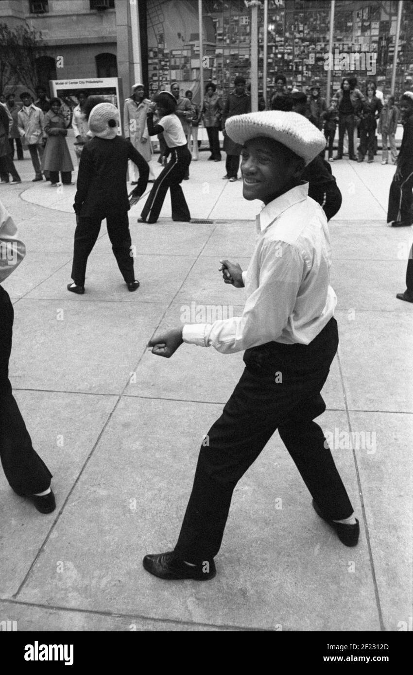 Street performance, Street concert, Philadelphia PA.,USA, 1976 Stock Photo
