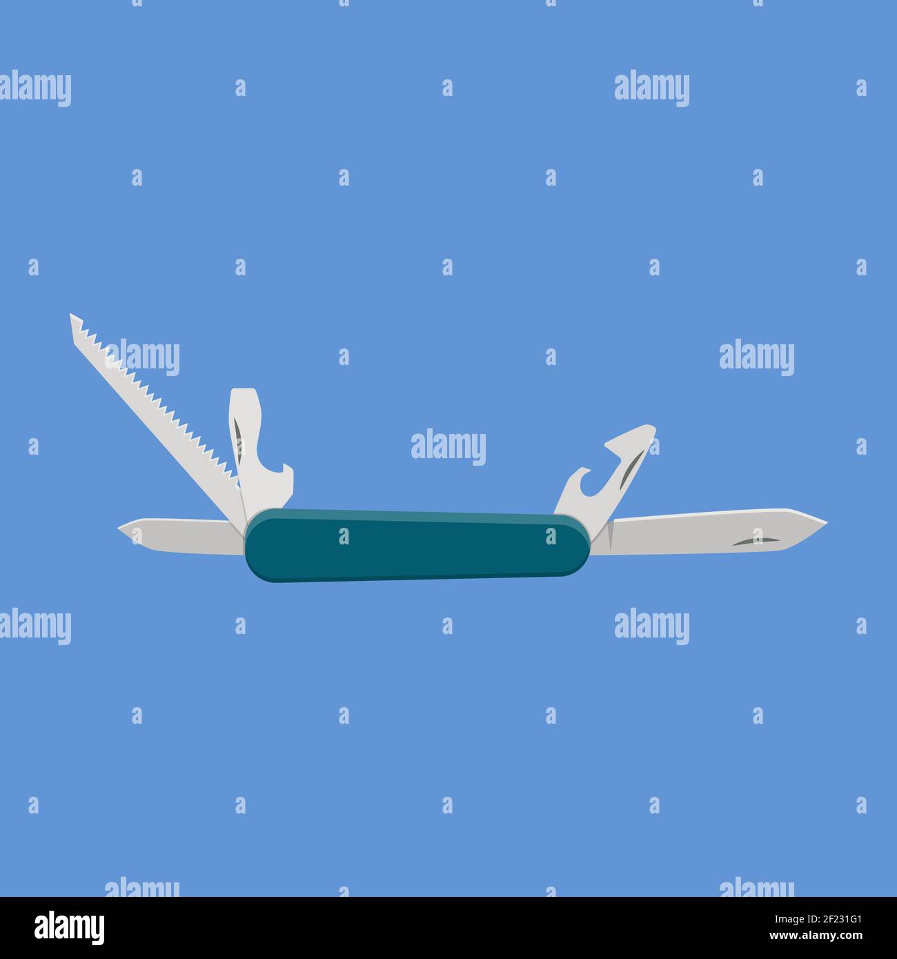 multifunctional pocket knife Stock Vector