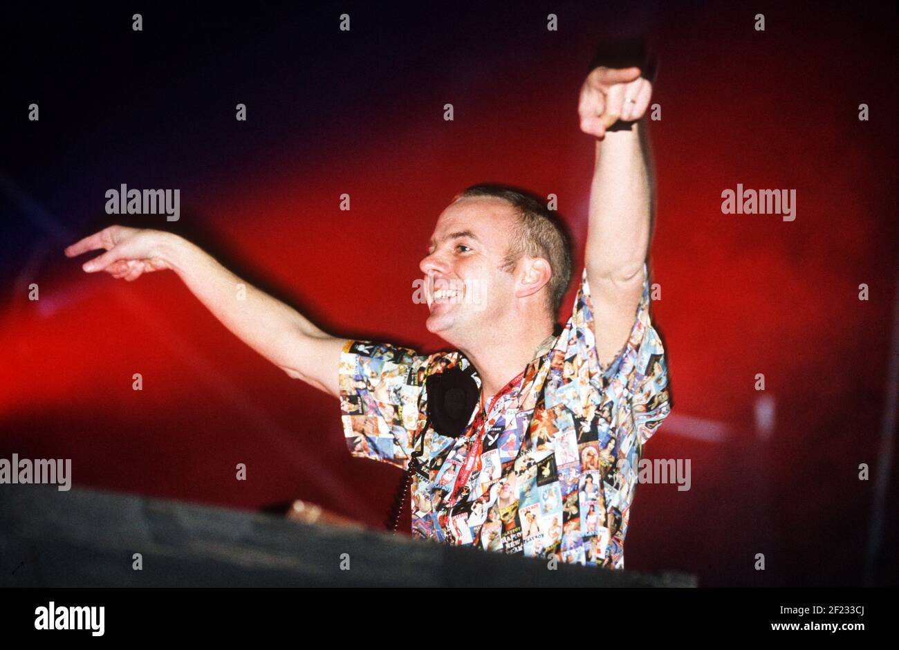 Fatboy Slim performing at Cream‘s Millennium celebrations, Cream 2000, Liverpool, England,United Kingdom. Stock Photo