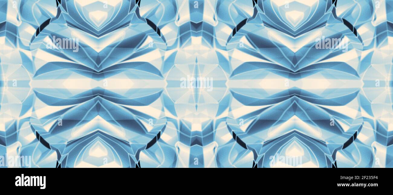 Technology background with geometric blue pattern. Kaleidoscope effect, symmetric composition.  Abstract design for web banner, website, landing page Stock Photo