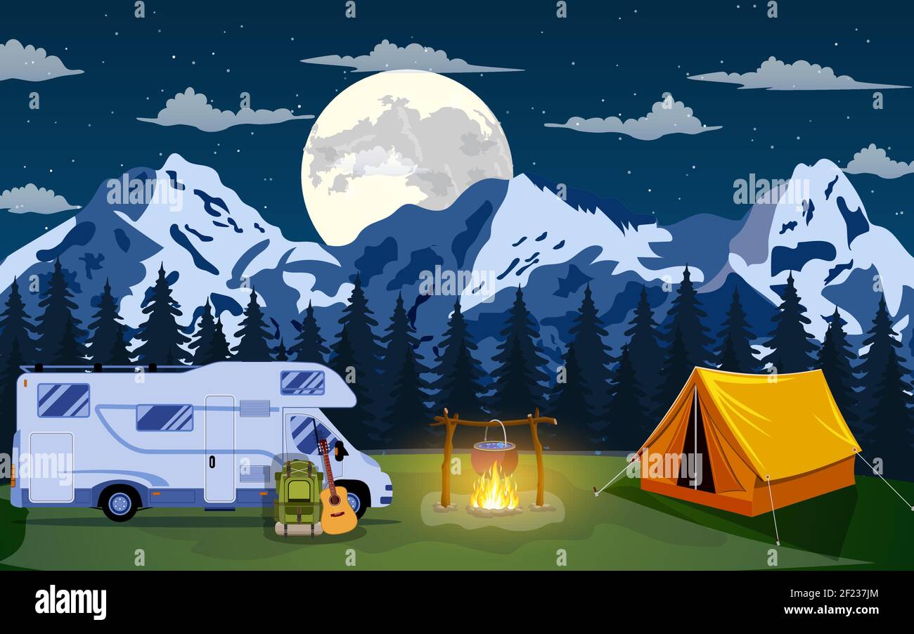 Vector flat illustration camping Stock Vector Image & Art - Alamy