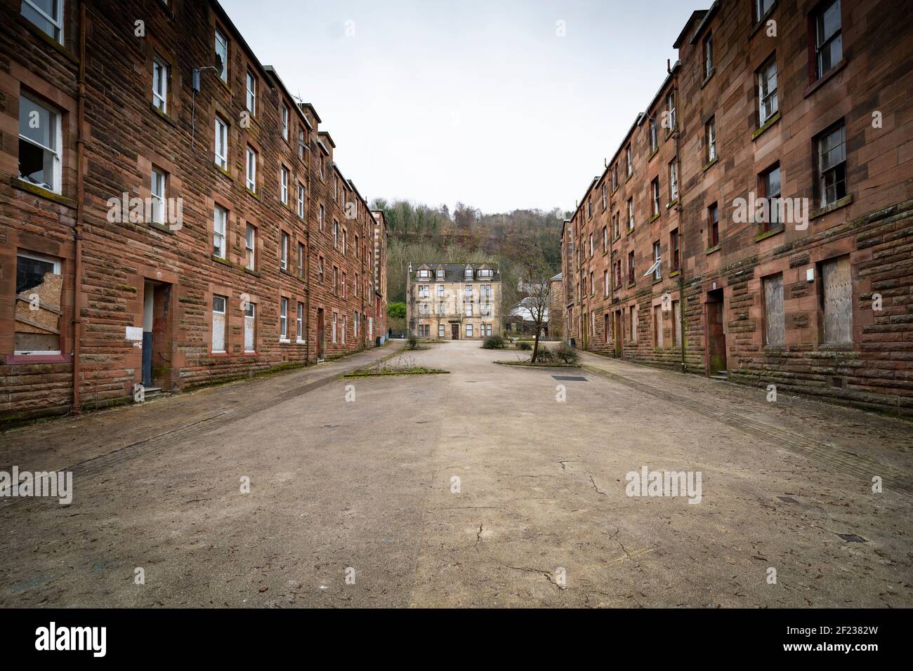 Views of derelict housing at Clune Park in Port Glasgow, Inverclyde
