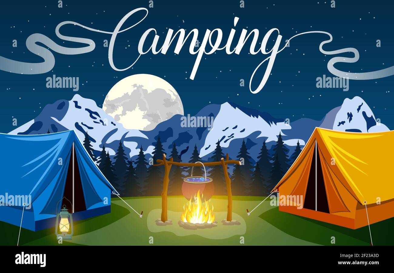 Vector flat illustration camping Stock Vector Image & Art - Alamy