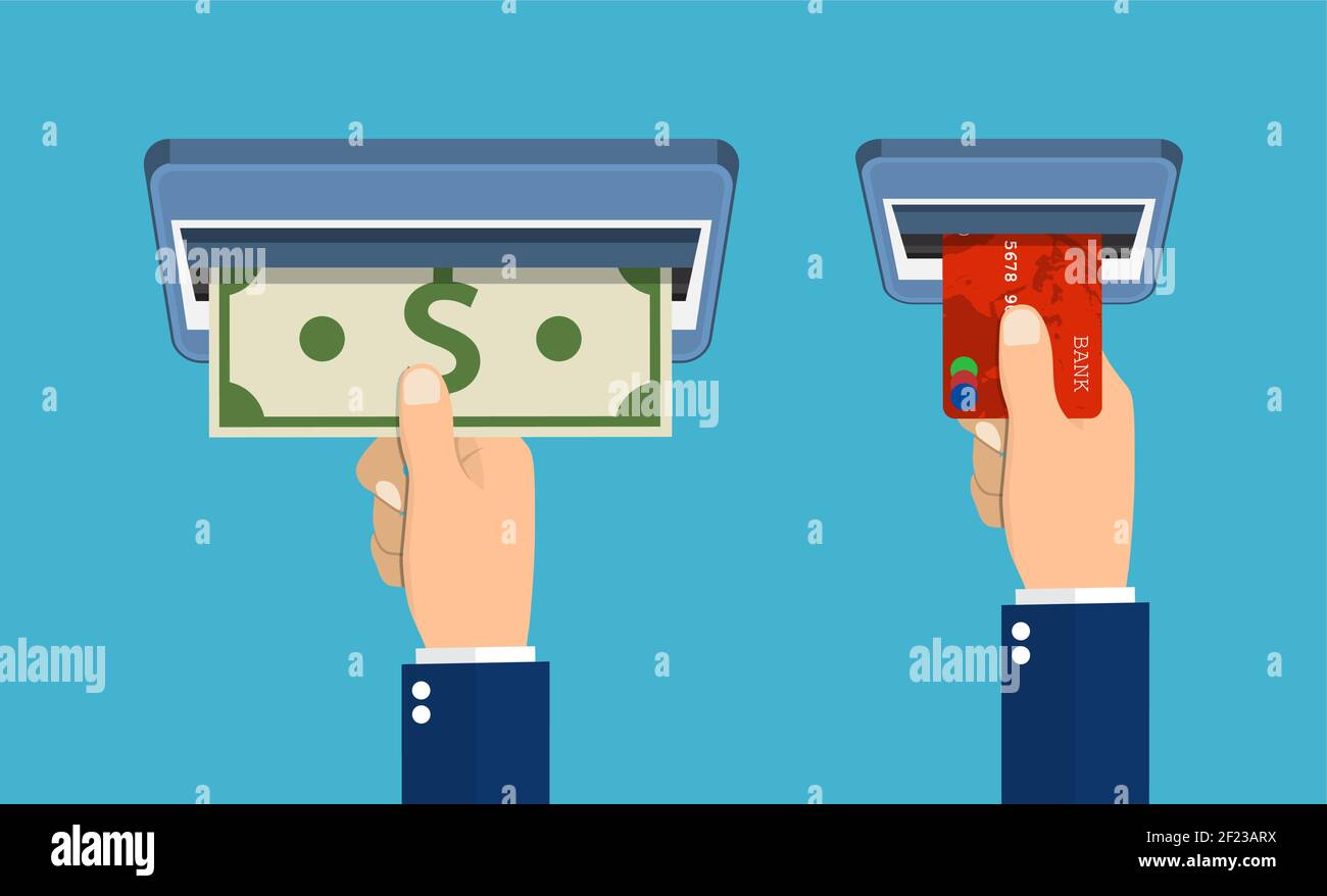 Pay in cash deposit machine Stock Vector Images - Alamy
