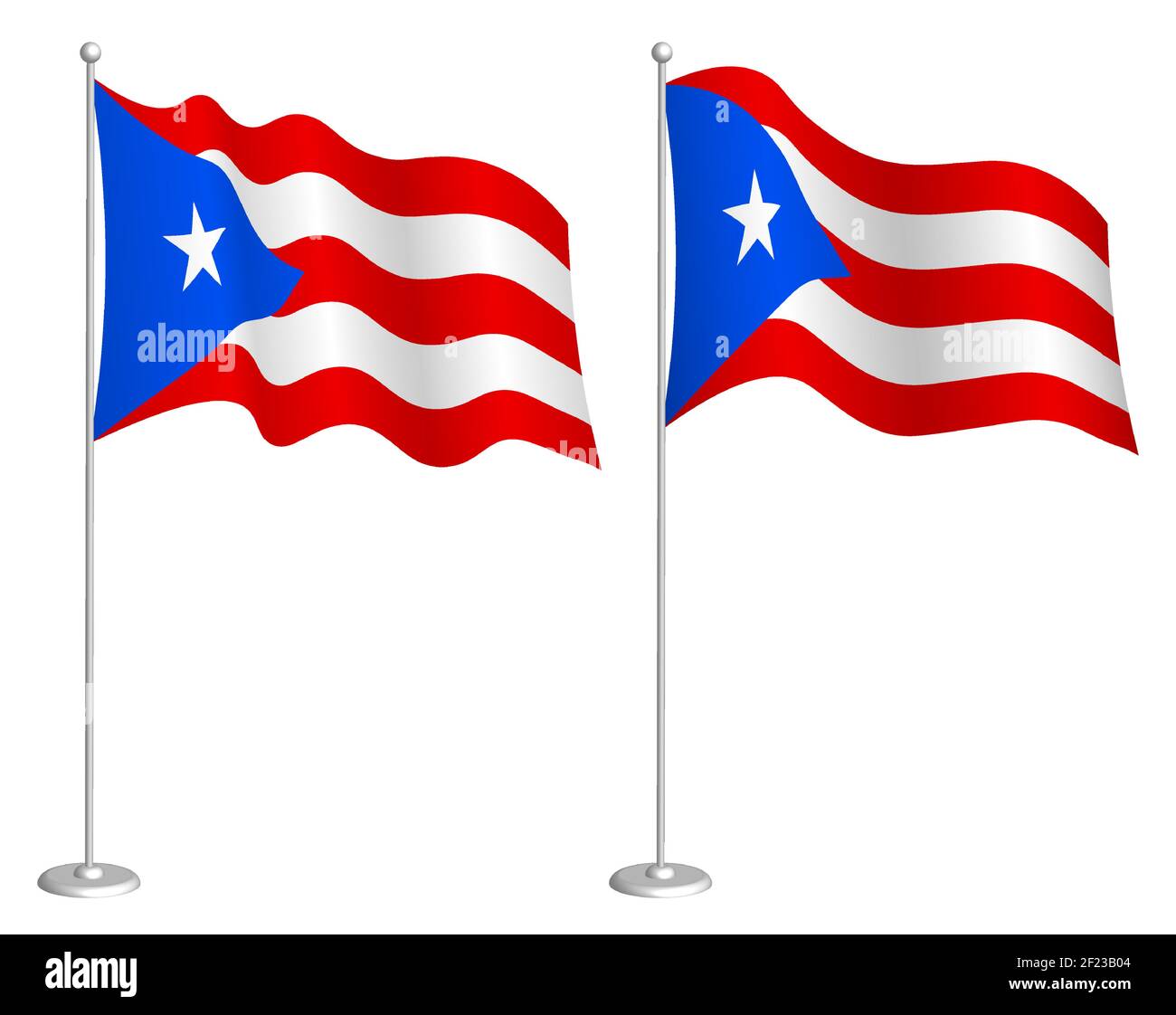 flag of Puerto Rico on flagpole waving in wind. Holiday design element.  Checkpoint for map symbols. Isolated vector on white background Stock  Vector Image & Art - Alamy
