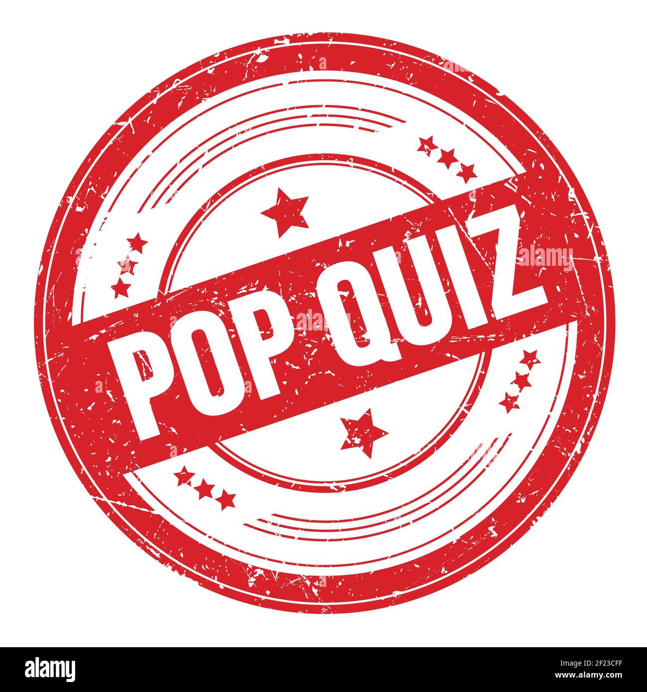 POP QUIZ text on red round grungy texture stamp Stock Photo - Alamy