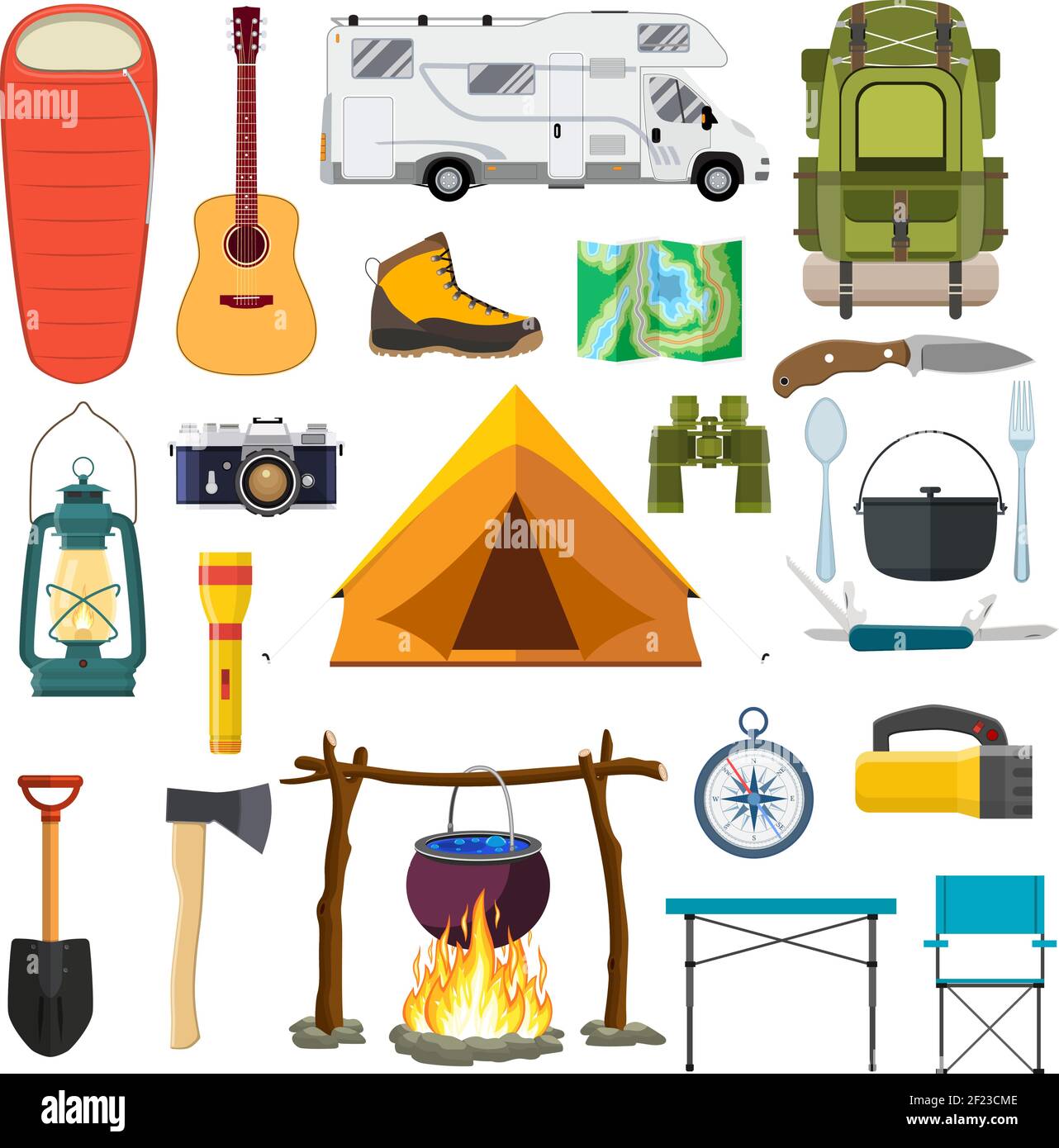 Vector set of camping elements Stock Vector Image & Art Alamy
