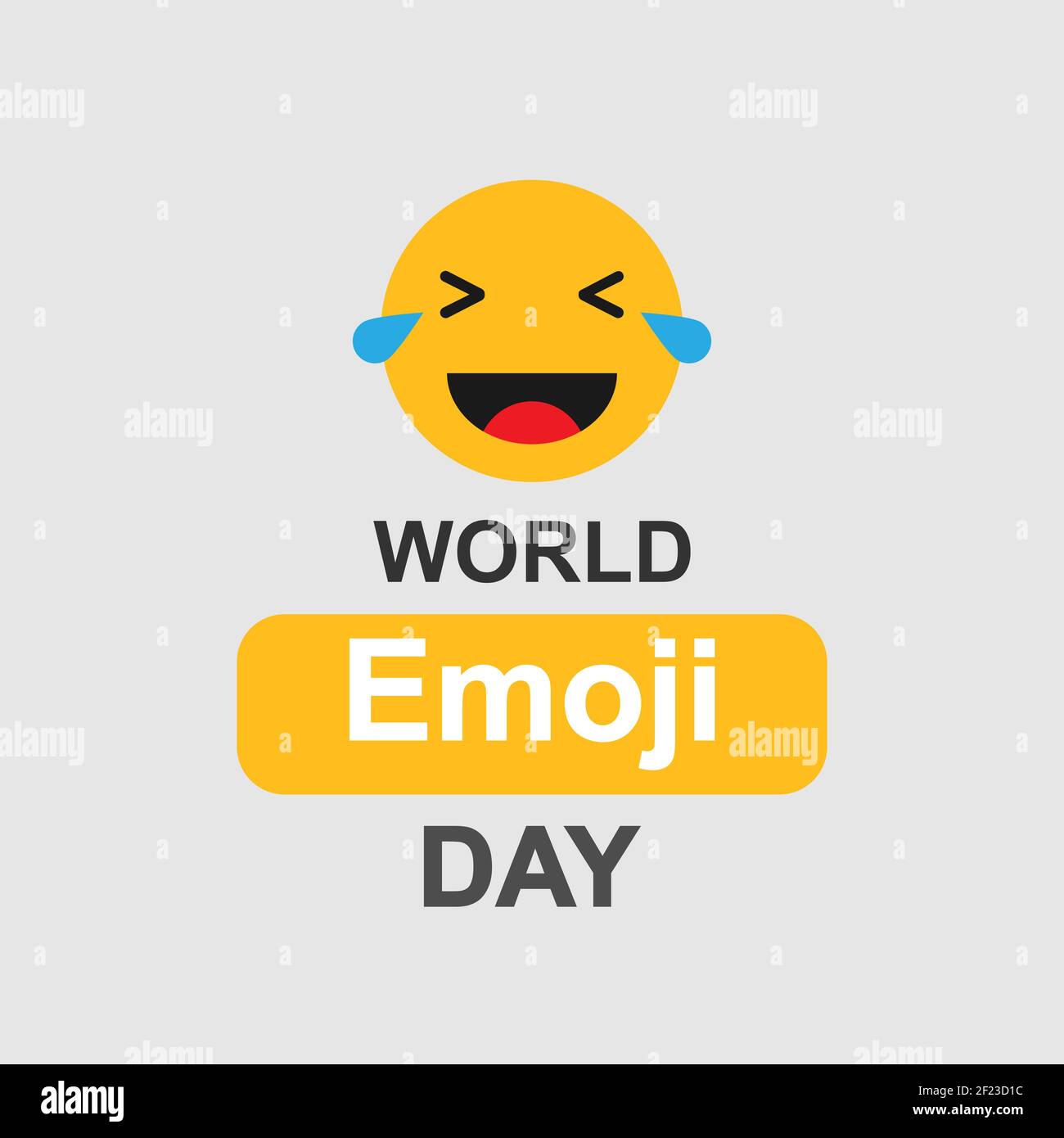 World Emoji Day. Laughing emoji with text. Vector illustration. EPS 10