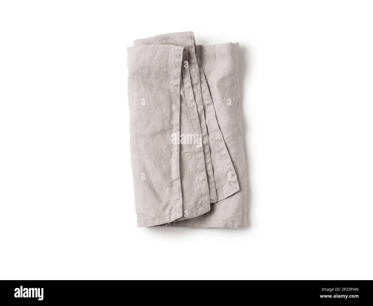Gray linen napkin isolated on white Stock Photo