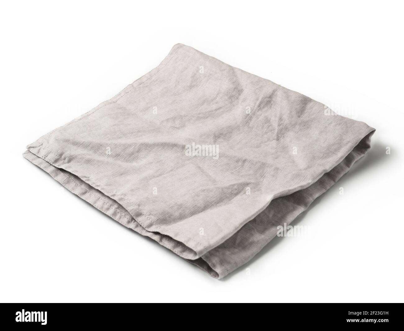 Gray linen napkin isolated on white Stock Photo