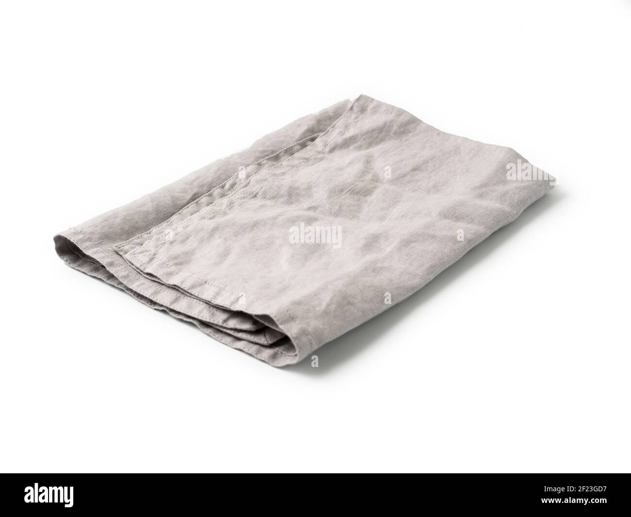 Gray linen napkin isolated on white Stock Photo