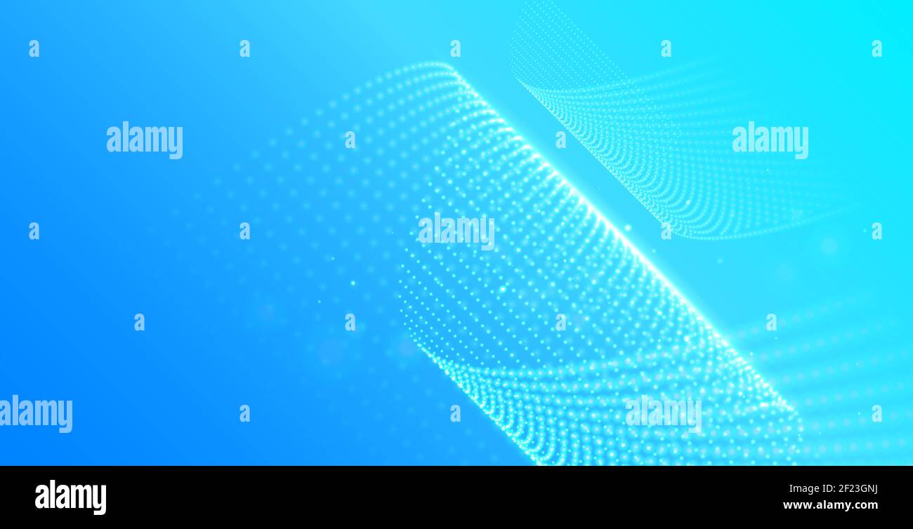 Modern dotted wave, business, science, technology, big data background. Curved dots structure. Wave flow. Molecule and communication vector Stock Vector