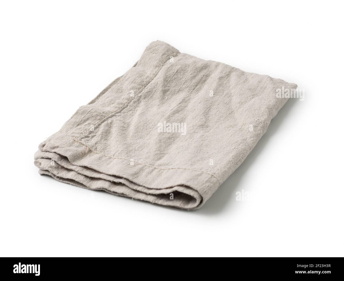 Gray linen napkin isolated on white Stock Photo