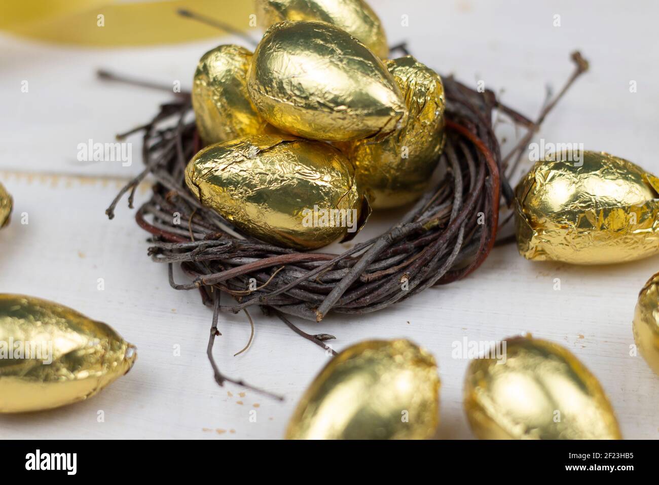 Easter background, Easter 2021. Easter eggs. Happy Easter card. Stock Photo