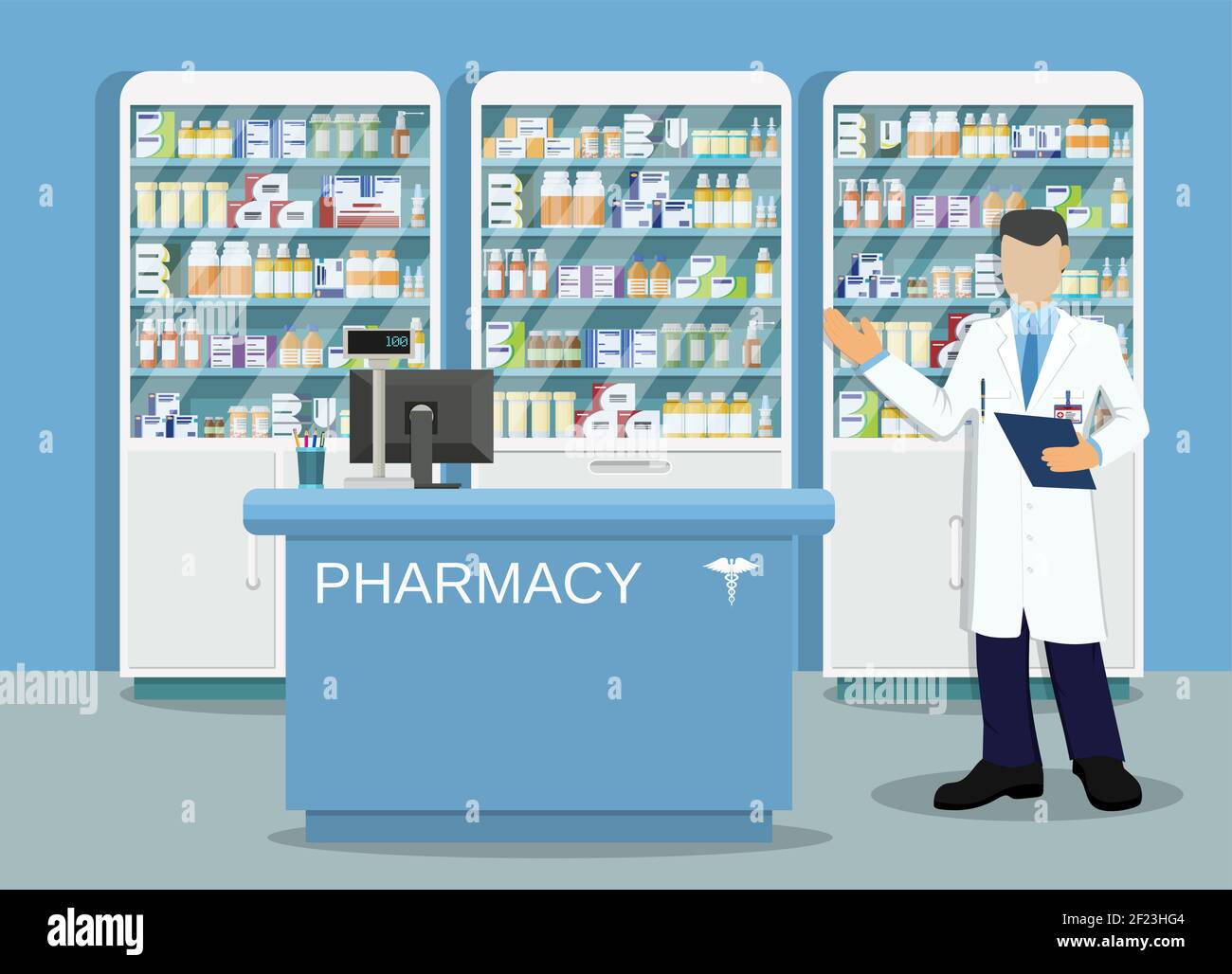 Modern interior pharmacy or drugstore Stock Vector Image & Art - Alamy