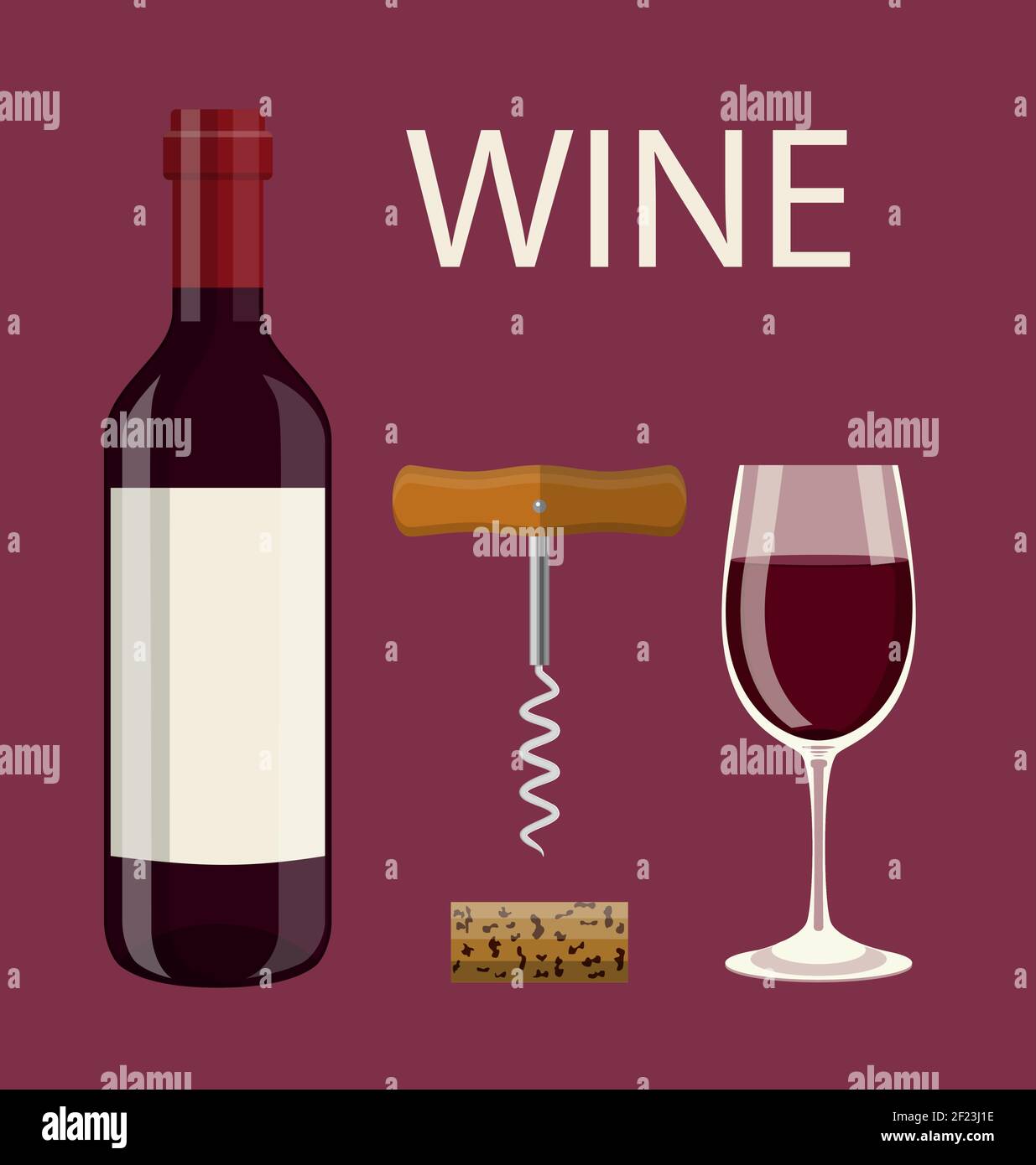 Bottle, glass, cork, corkscrew Stock Vector Image & Art Alamy