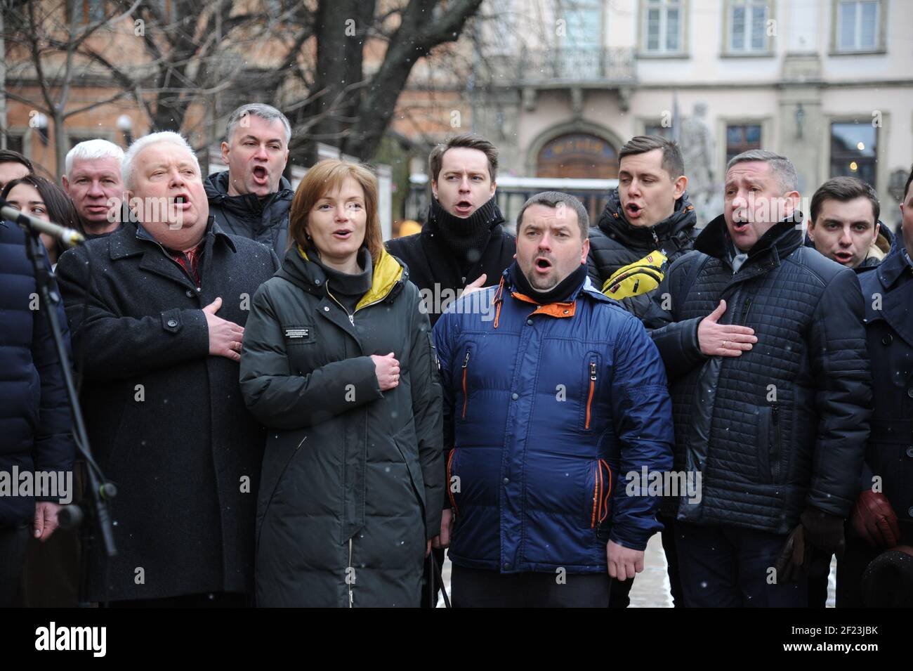 People On Rynok Square Join In As City Hall Employees And Local City ...