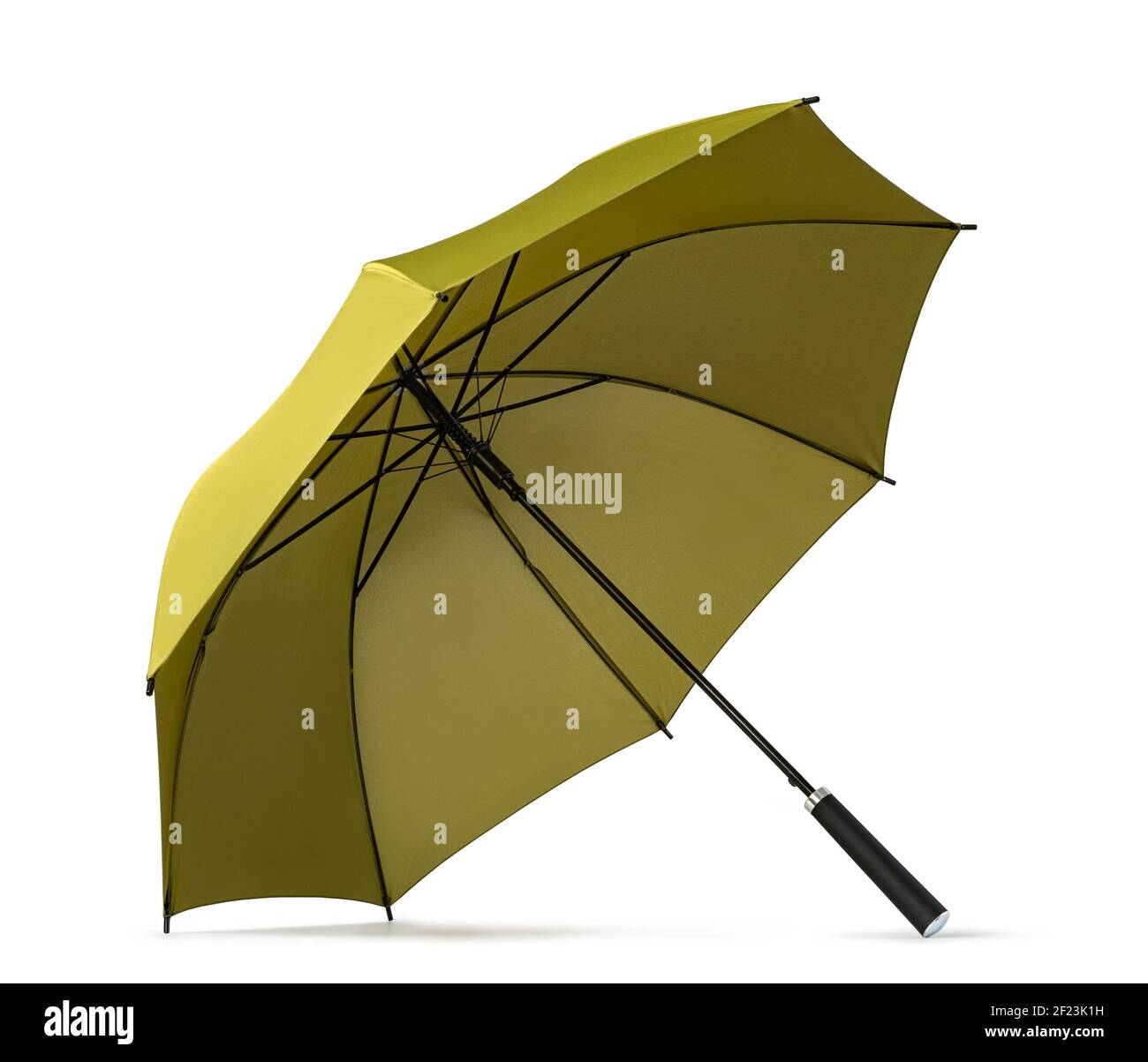 Green umbrella on white background Stock Photo - Alamy
