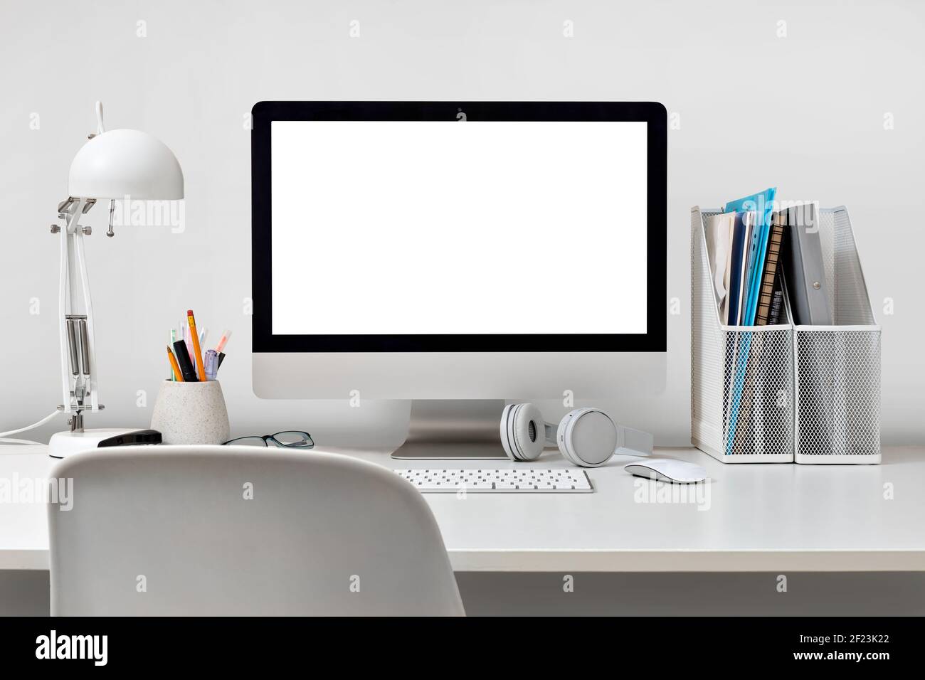 Desktop computer on a white Stock Photo