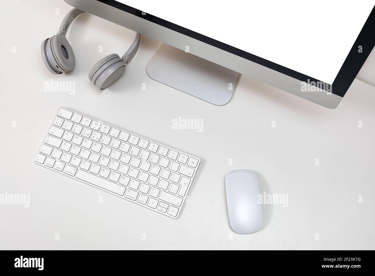 Desktop computer on a white Stock Photo