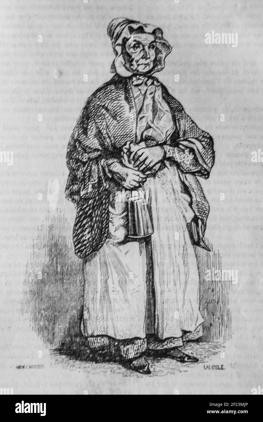 la femme de menage, les français peints par eux-memes,eiteur n.j. philippart 1861 Stock Photo