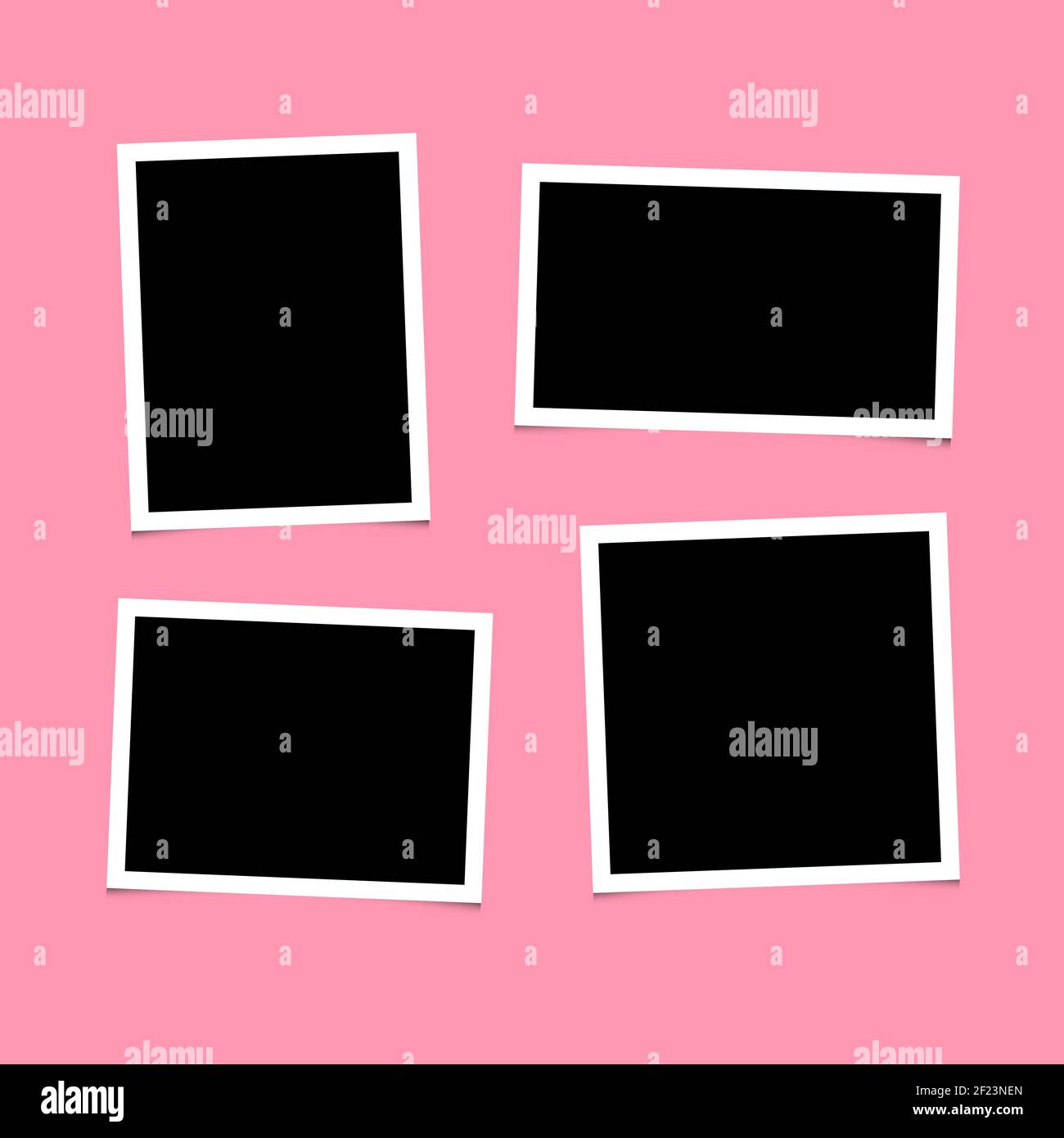 Set of empty photo frames on pink background. Vector. EPS 10 Stock Vector