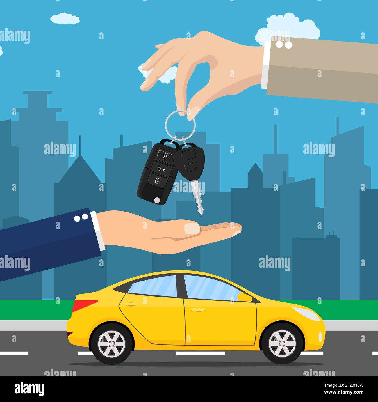 Car seller hand giving key to buyer Stock Vector Image & Art - Alamy