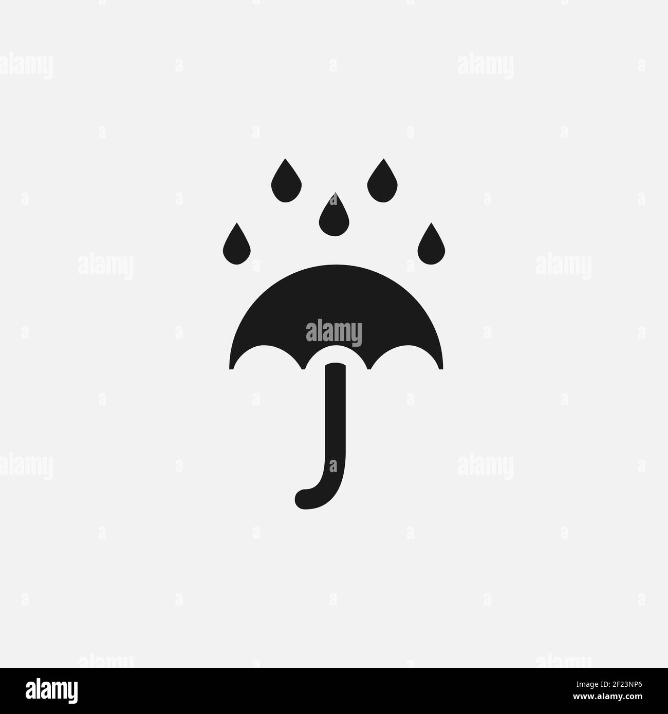 Umbrella in the rain sign. Flat style rainy weather symbol. Vector EPS 10 Stock Vector