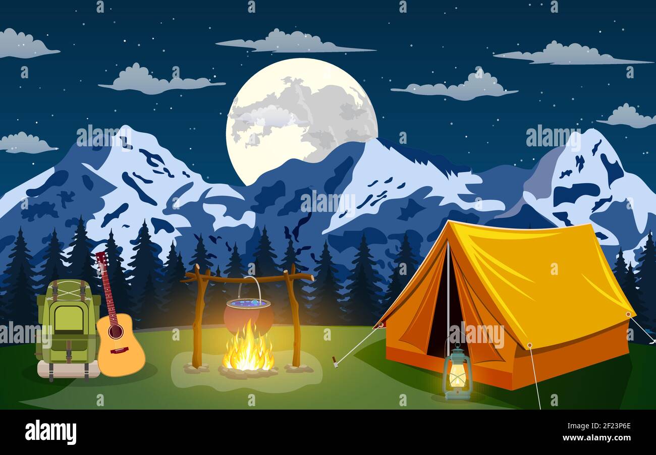 Vector flat illustration camping Stock Vector Image & Art - Alamy