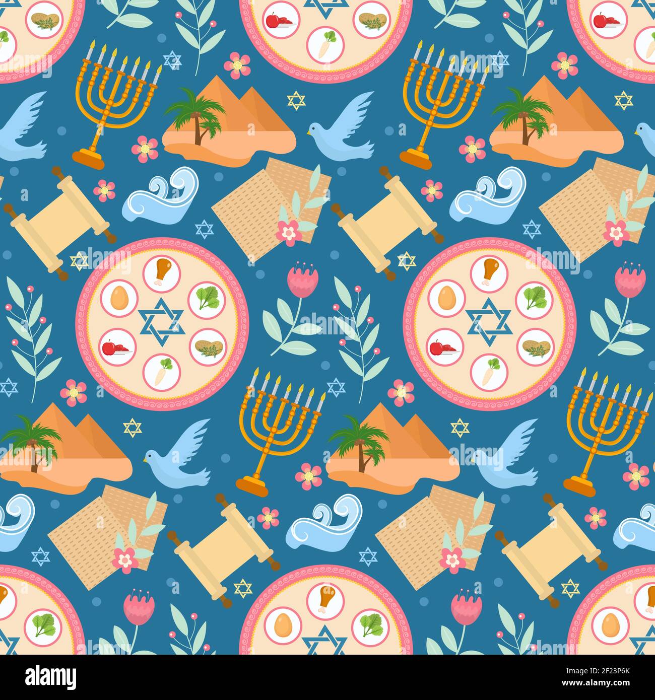 Passover Seamless Pattern. Pesach Endless Background, Texture. Jewish ...