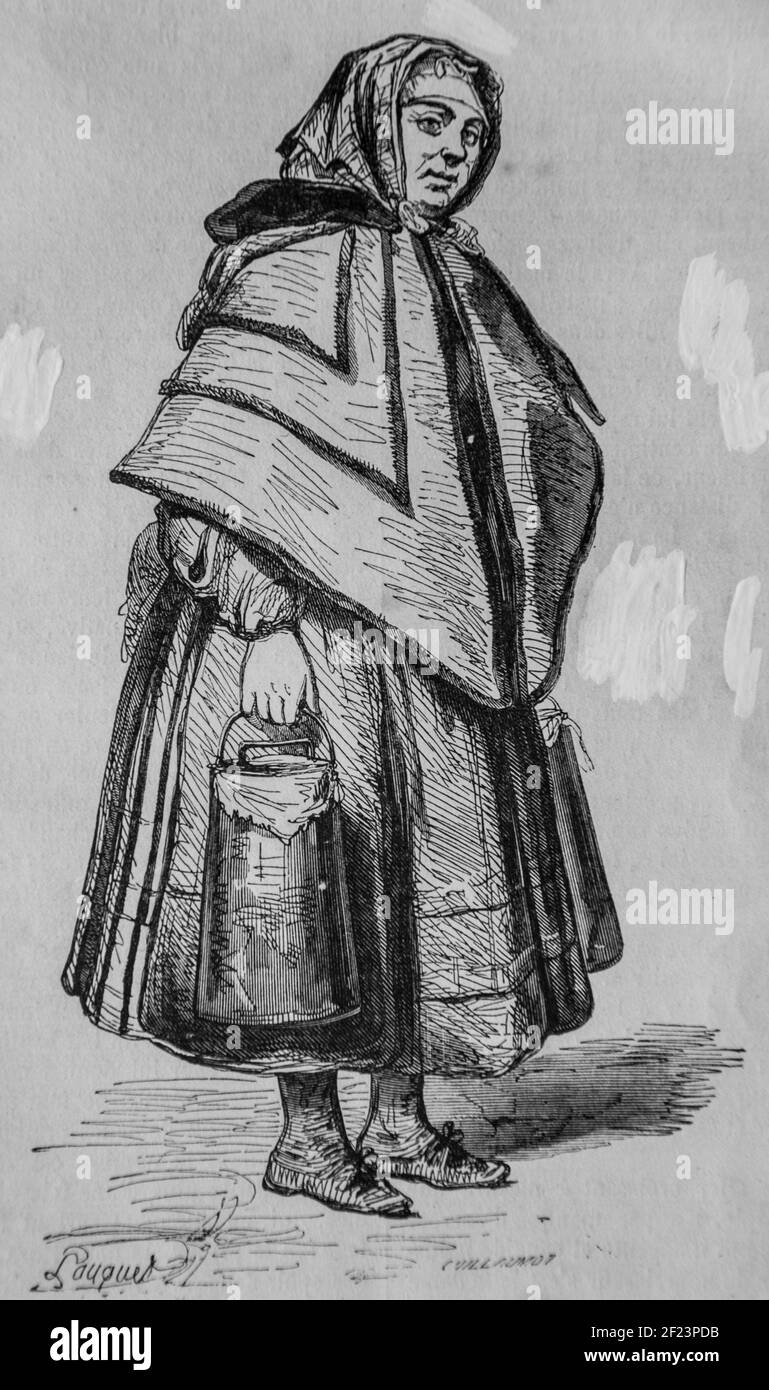 la laitiere, les français peints par eux-memes,eiteur n.j. philippart 1861 Stock Photo