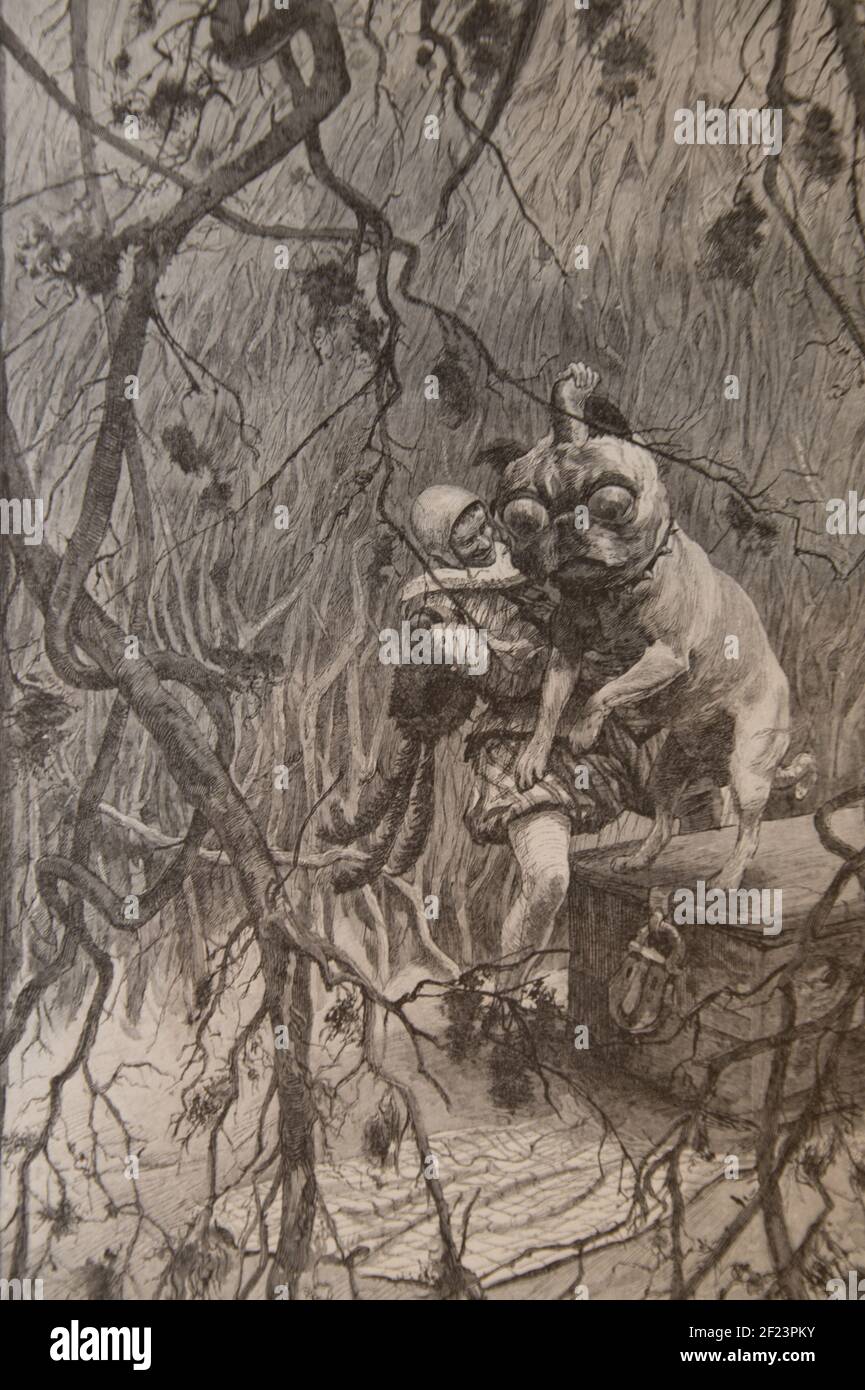 le briquet, les contes d'andersen,illustrations de hans tegner,editeur boivin et cie 1870 Stock Photo