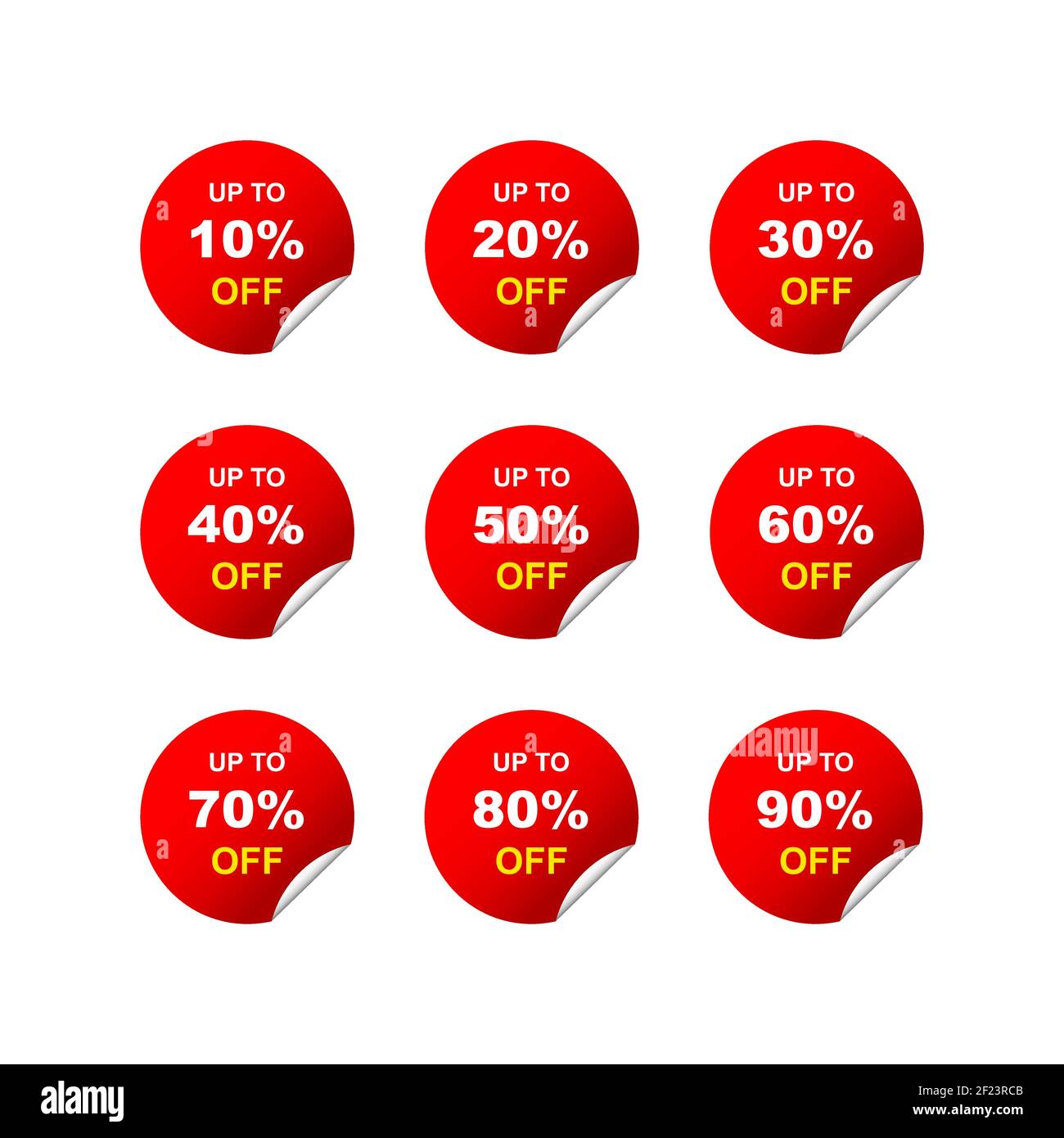 Sale tags round set of 10, 20, 30, 40, 50, 60, 70, 80, 90 percent ...