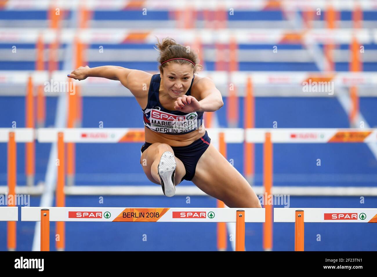 Diane Marie-Hardy competes in women decathlon (110m hurdles) during the European Championships 2018, at Olympic Stadium in Berlin, Germany, Day 3, on August 9, 2018 - Photo Philippe Millereau / KMSP / DPPI Stock Photo
