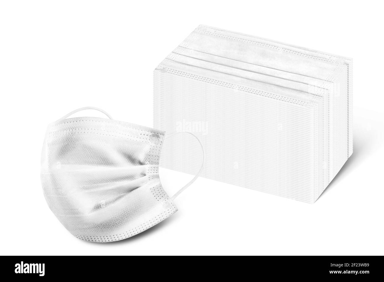 Many medical disposable masks for protection. Surgical mask Stock Photo