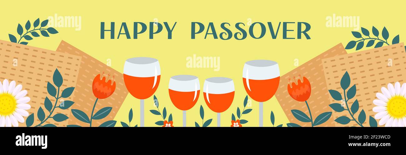 Passover banner. Pesach template for your design with matzah and spring  flowers. Happy Passover inscription. Jewish holiday background. Vector  Stock Vector Image & Art - Alamy