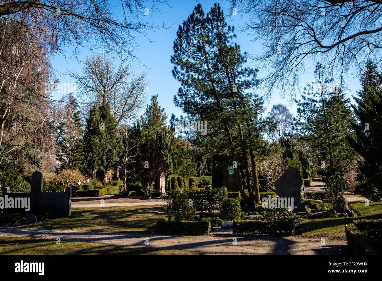 Garrison Cemetery (Danish: Garnisons Kirkegård) is a cemetery in Copenhagen, Denmark. It was inaugurated in 1671 Stock Photo