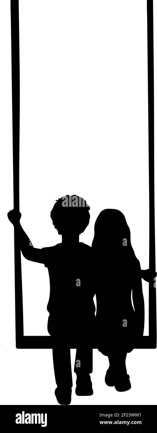 Little Boy And Girl Silhouette Clip Art