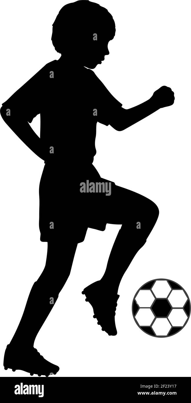Silhouette Young Footballer Playing Football Illustration Graphics Icon Vector Stock Vector Image Art Alamy