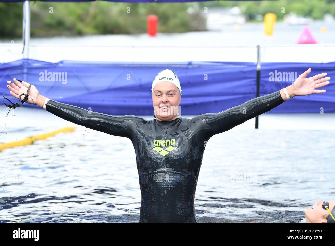 Sharon Van Rouwendal (NED) competes and wins the Gold medal on Women's 10  kms Open water during the Swimming European Championships Glasgow 2018, at  Tollcross International Swimming Centre, in Glasgow, Great Britain,