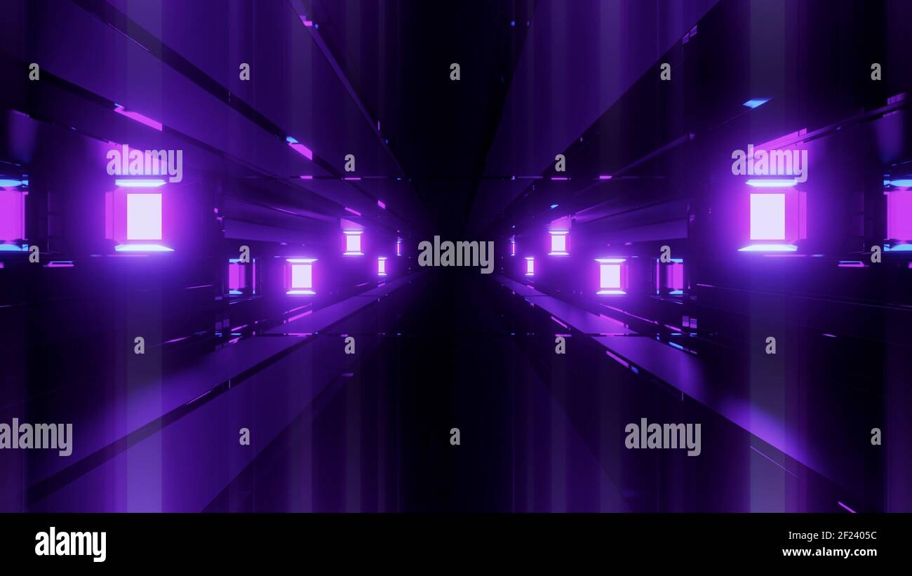 3d illustration of sci fi tunnel with neon lights Stock Photo - Alamy
