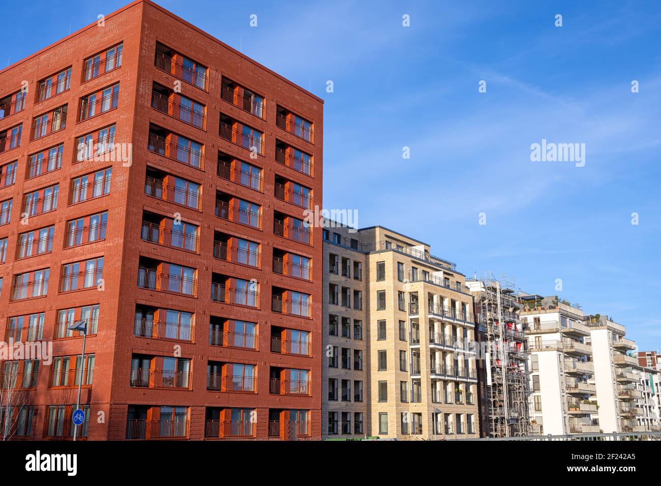 Modern apartment buildings seen in Frankfurt, Germany Stock Photo