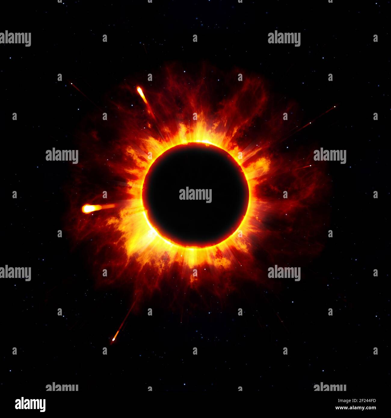 Strange space star eclipse explosion Stock Photo