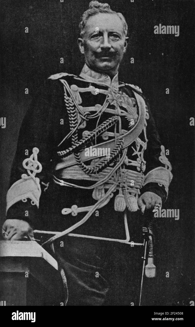 A vintage photo of the German Kaiser Wilhelm II in military dress uniform circa 1917 Stock Photo