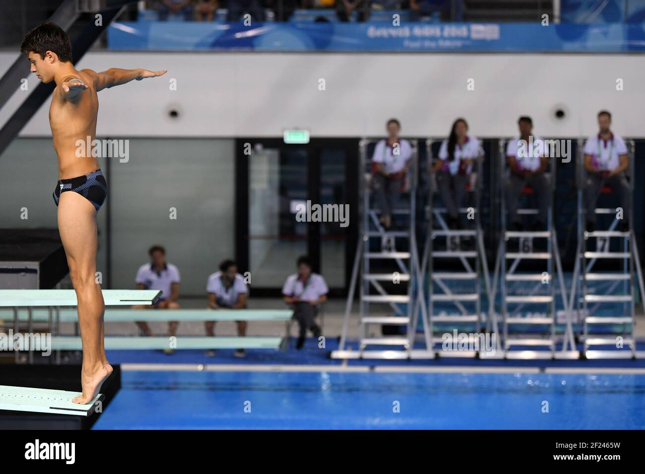 Jules Bouyer (Fra) competes in men's diving springboard during the Youth Olympic Games at Buenos Aires in Argentina, Day 9, October 14, 2018, Photo Philippe Millereau / KMSP / DPPI Stock Photo